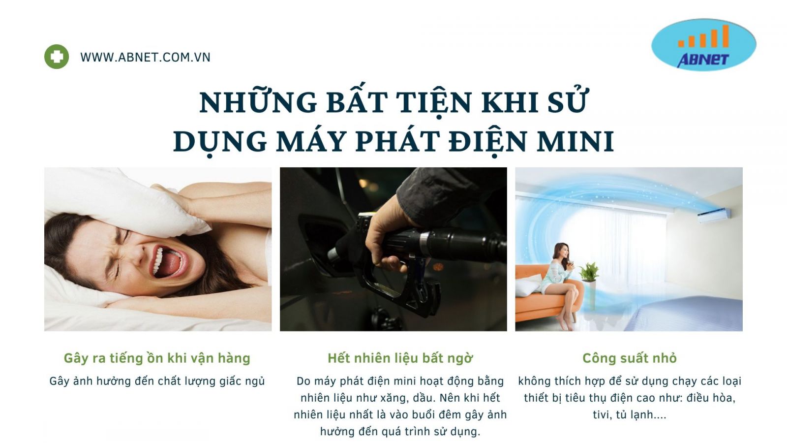 Bất tiện khi dùng máy phát điện